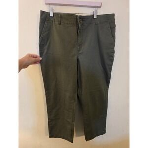 Loft Wpmen's Size 16Perfect Straight Ankle Olive Green Cotton Spandex Khaki Work